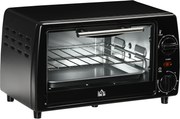 HOMCOM Mini Piekarnik Toster z Blachą i Rusztem Grillowym Czarny 365x26x22 cm z Funkcją Timera | Aosom PL