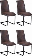 Zestaw 4 krzeseł do jadalni - tkanina i czarny metal - brązowy - TIBER