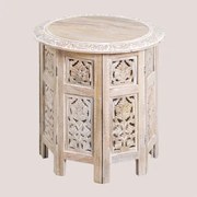 Składany Stolik Pomocniczy Z Drewna Mango (ø44,5 Cm) Kasira Design Vintage White Wood - Sklum