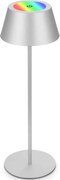 Brilo - ładowalna, dotykowa lampka stołowa LED RGB KIKI LED/2,6W/5V IP44 2600 mAh srebrna