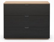 Czarno-naturalna komoda w dekorze dębu 100x80x40 cm Dennis – Marckeric