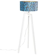 Lampa podłogowa trójnóg biała klosz welurowy motyle 50cm - Puros Nowoczesny Oswietlenie wewnetrzne