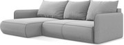Narożnik lewostronny z funkcją spania - z tkaniny welwetowej - szary - NANEA