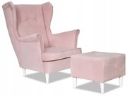 Fotel Uszak z podnóżkiem SALON PIĘKNOŚCI róż PINK