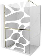 Mexen Kioto+ ścianka prysznicowa z półką Walk-in 70 x 200 cm, biała fala, złota - 800-070-121-50-97