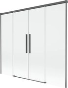 Mexen Rox parawan nawannowy 2-skrzydłowy rozsuwany 170 x 150 cm, transparent, gun gray szczotkowany - 8C9-170-002-66-00