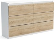 Duża komoda 6 SZUFLAD Szafka 120 cm ARIA Biały/Dąb Sonoma