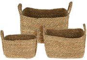 Kosze do przechowywania z uchwytami, plecionka, 3 sztuki w różnych rozmiarach