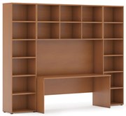 Biblioteka INTEGRO z wbudowanym biurkiem, wysoka, 2950x700/400x2300 mm, czereśnia