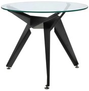 Szklany czarny stół ze stalową ramą E0-A06