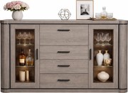 Komoda z witryną i barkiem dąb truflowy P0-W74