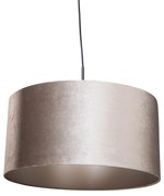 Lampa wisząca czarna z aksamitnym abażurem taupe 50 cm - Combi 1