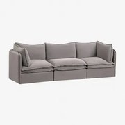 Sofa Modułowy 3-częściowy Z Lnu I Bawełny Grace Tkaniny Dark Grey - Sklum