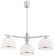 Srebrny żyrandol klasyczny Marbella 3 Chrom z trzema szklanymi kloszami – elegancka lampa sufitowa do salonu, jadalni lub kuchni w stylu glamour, art