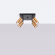 Plafony nowoczesny Glois, stal - 4 źródło światła 4000K - L.25 x H.19 cm - czarny/miedź