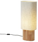 Lampa podłogowa Japandi drewniana z lnianym abażurem 70 cm - LamelJapandi Oswietlenie wewnetrzne