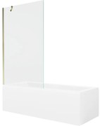 Mexen Cubik wanna prostokątna 160 x 70 cm z obudową i parawanem 1-skrzydłowym 100 cm, transparent, złoty - 550316070X9510000050