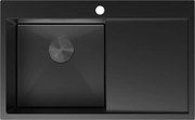 Mexen Exar zlewozmywak stalowy 1-komorowy z ociekaczem, lewy 780 x 480 mm, czarny - 6433781010L-70