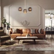 Luksusowy żyrandol Paloma 3 – złoty, 3-ramienny, mosiądz szczotkowany, styl Art Deco klosze dymione