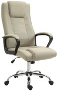 Vinsetto Fotel biurowy z imitacją lnu, regulowana wysokość, funkcja bujania, 5 kółek, Beżowy