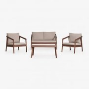 Zestaw Mebli Do Salonu Z Drewna Akacjowego Kaela Ciemny Akacjowy Brąz & 2-osobowy & Tkanina W Kolorze Orzecha Laskowego - Sklum