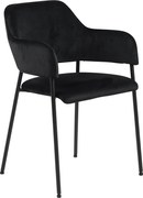 Aksamitne krzesło do jadalni z podłokietnikami Lima Actona, kolor czarny