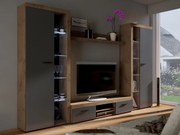 Meblościanka Rena XL 300 cm - dąb lefkas | grafit