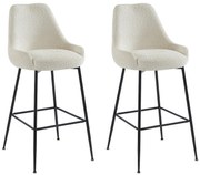 Zestaw 2 stołków barowych z bukli i czarnego metalu - Biały - TOYBA Pascala Morabito