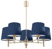 Argon 2086 - Lampa sufitowa PONTE 5xE27/15W/230V mosiądz/niebieska