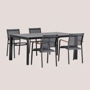 Zestaw Stół Prostokątny 180-240x100 Cm Rozkładany Starmi I 4 Krzesła Ogrodowe Sztaplowane Z Aluminium Archer Grafitowa Szarość - Sklum