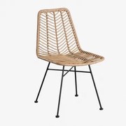 Zestaw 2 Krzeseł Do Jadalni Z Naturalnego Syntetycznego Rattanu Gouda Miel & Czarny & Bez Poduszki - Sklum