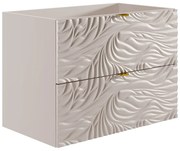 Szafka łazienkowa wisząca  teksturowana  pod umywalkę  - Beżowa - 80 cm - RINAREL