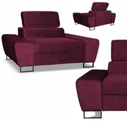 Fotel wypoczynkowy Bosso salon Family meble bordowy welur reg zagłówek