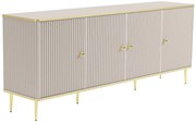 Komoda z 4 drzwiczkami z płyty MDF i stali - Beżowy i złoty - SINEAD Pascal MORABITO