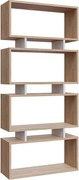 Regał na książki – 72,5 cm x 25 cm x 161 cm – Dąb i biel – Płyta wiórowa