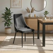 Krzesło Tapicerowane do Jadalni BARI Czarne Welurowe Nowoczesne