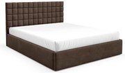 Brązowe łóżko z tapicerowanym zagłówkiem P9-H77