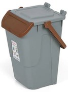 Plastikowy kosz do segregacji odpadów ECOLOGY II, 35 l, szaro-brązowy