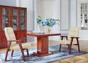 Krzesło gabinetowe z podłokietnikami Progress, tapicerowane skórą ekologiczną. Klasyczne meble konferencyjne z kolekcji Prestige. Wysoka jakość wykonania w dobrej cenie.