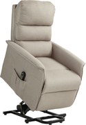 HOMCOM Fotel relax z elektryczną pomocą wstania, regulowalne oparcie/podnóżek, do 120 kg, 66 x 90 x 96 cm, Kolor beżowy
