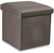 Brązowa aksamitna pufa ze schowkiem A1-S11