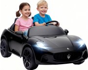 AIYAPLAY Maserati Elektryczny samochód dla dzieci, 2-miejscowy, zasilanie 12V, pilot, światła LED, funkcja muzyki, Czarny