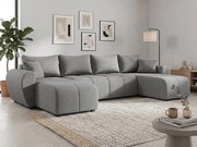 Rozkładana sofa narożna w kształcie U SEVIO 311x145 cm, szara + 2 poduszki GRATIS