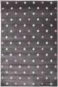 Dywan Bambino Groszki biało różowe na szarym tle 133x190 Prostokąt