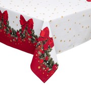 Obrus świąteczny z girlandą i kokardami