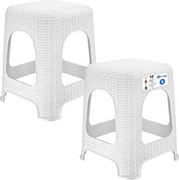 KADAX Taboret rattan 45 x 26 cm biały, 2 szt.