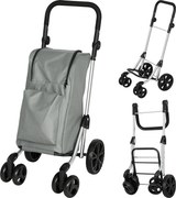 HOMCOM Wózek na zakupy, torba 46L, składany wózek z torbą chłodzącą, regulowany uchwyt, rama aluminiowa, Szary