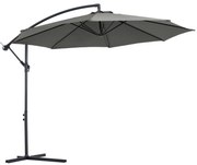 Outsunny parasol ogrodowy 3m z ręczną korbą szary stabilny i trwały idealny do ogrodu | Aosom PL