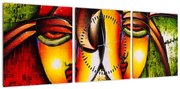 Obraz - Obraz olejny, abstrakcyjne twarze (z zegarem) (90x30 cm)