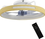 HOMCOM Wentylator Sufitowy z Oświetleniem i Pilotem, 49 cm LED z 3 Barwami Światła, Naturalne Wykończenie w Stylu Drewna | Aosom PL